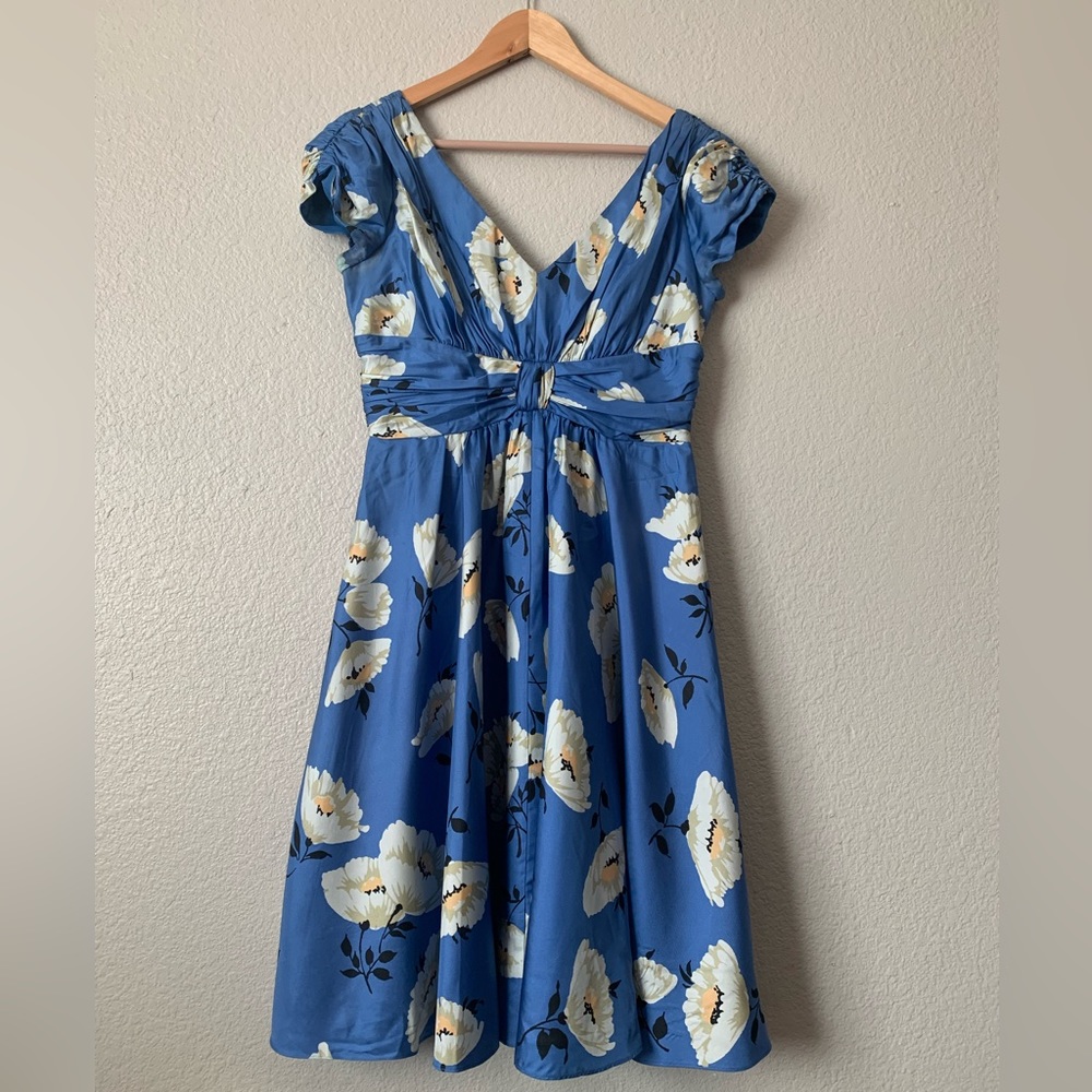 Suzi Chin for Maggy Boutique Blue Floral Midi Dress